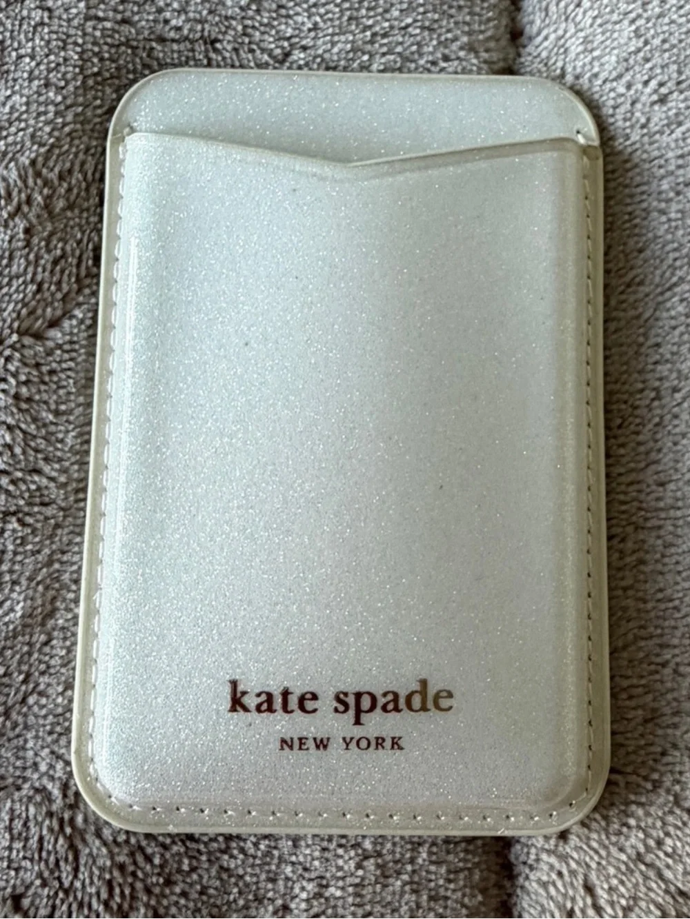 kate spade NY MagSafe Magnetic Wallet White Glitter Card Holder NWOT
